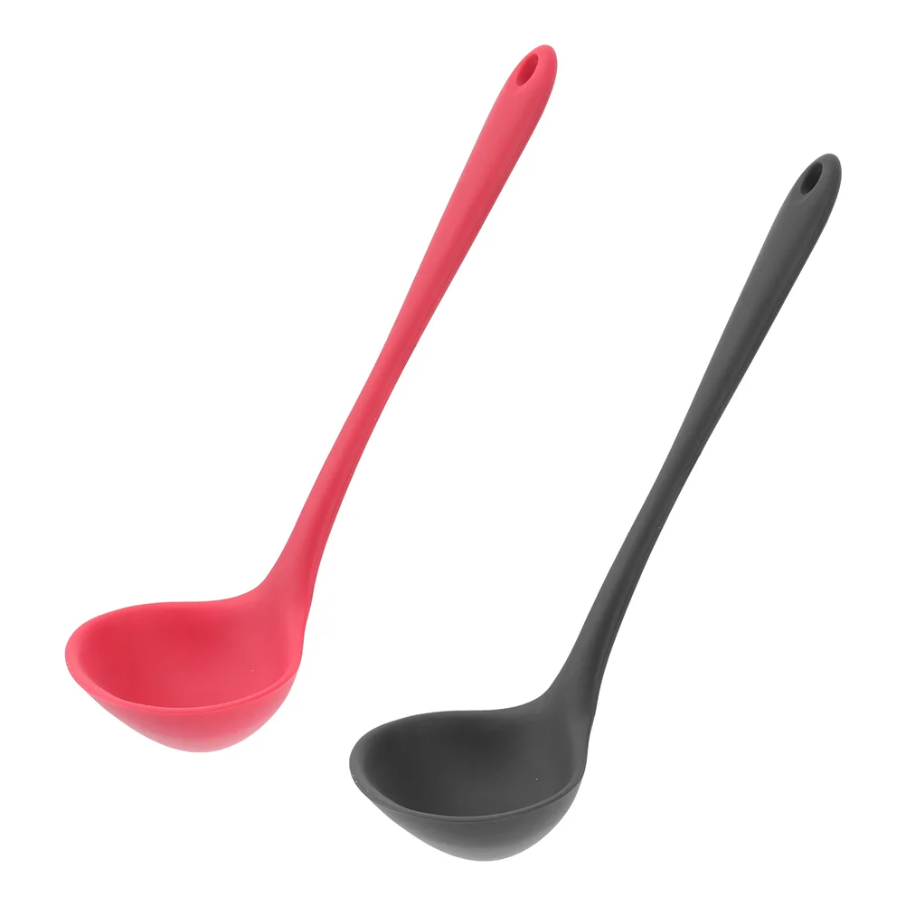 

2 Pcs Silicone Spoon Japanese Spoon Shabu Shabu Ladle Mixing Spoon Gravy Spoon Ladle Silica Gel Cooking Kitchen accessories
