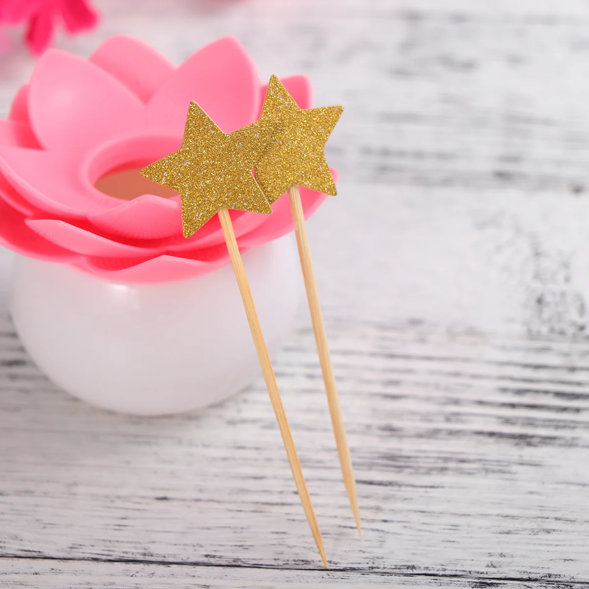 

50 Pcs Pentagram Toppers Sticks Kids Decor Cake Cupcake Decorations Glitter Star Baby Happy birthday