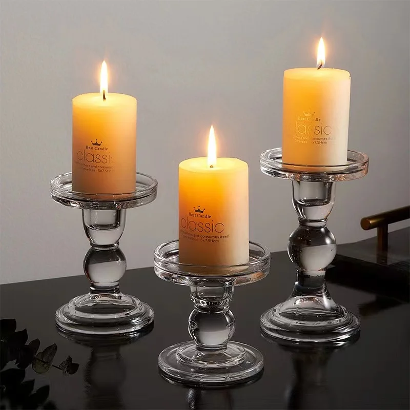 1pc 3.46 / 4.52 / 5.51 in Glass Candle Holders for  Pillar Candle and Taper Candle, Wedding decoration, Candlestick Set