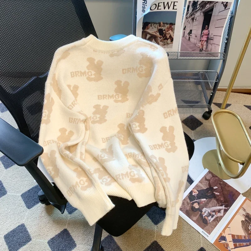 Новинка 2024 осенне-зимний женский повседневный свободный пуловер свитер высокого