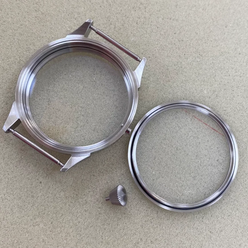 42MM Watch Case Stainless Steel See-through Bottom Case Sand Case Masonry Handle for ETA 6497/ST3600 Movement Watch Parts