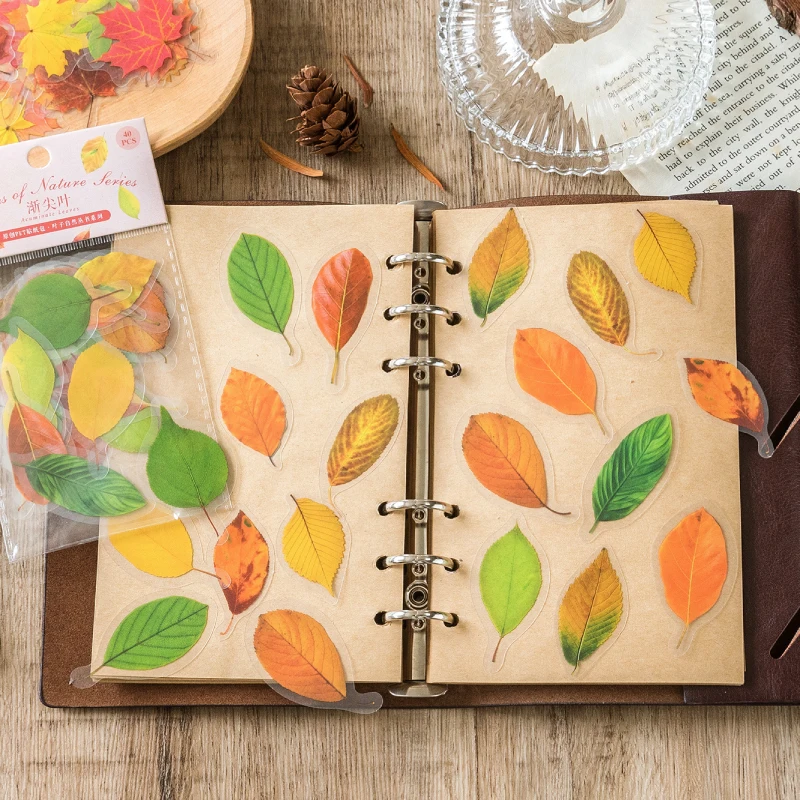 

40 шт., декоративные наклейки в виде листьев