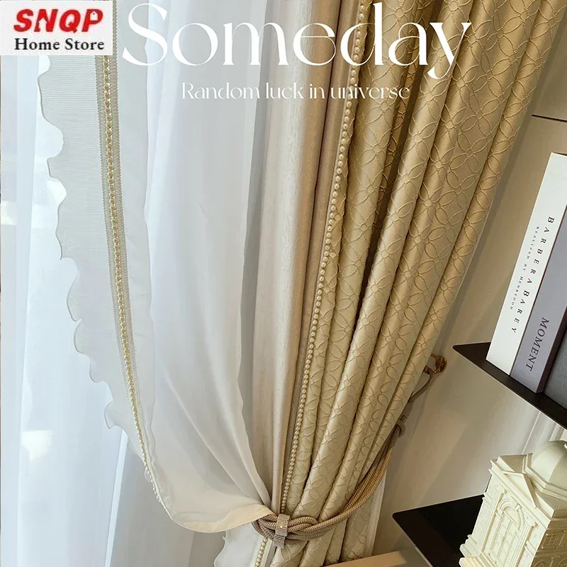 Роскошная французская кремовая мягкая занавеска для гостиной с текстурой