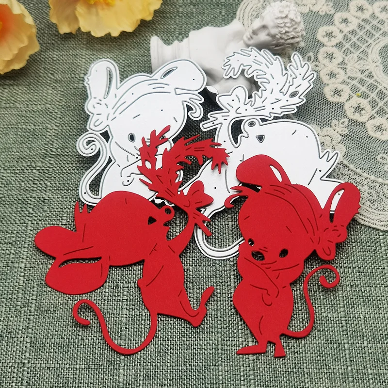 

The Mouse Giving The Whe Cutting Dies Embossing Scrapbook Papercutting Greeting Cards Knife Mold Decorative Crafts Punch Stencil