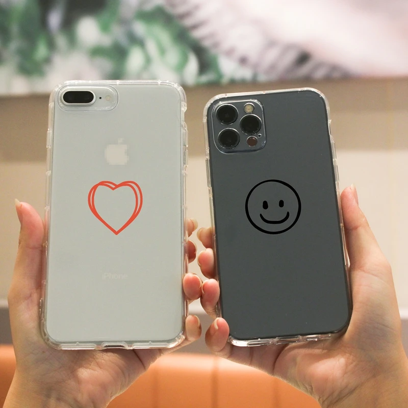 

Funny heart shaped smiley Phone Case For iPhone 13 12 Pro Max X XR 11Pro XS Max 7 8 6s 6Plus SE2 Case Transparent Soft TPU Cover