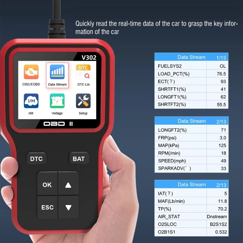 Многофункциональный V302 OBD автомобильный диагностический сканер-тестер
