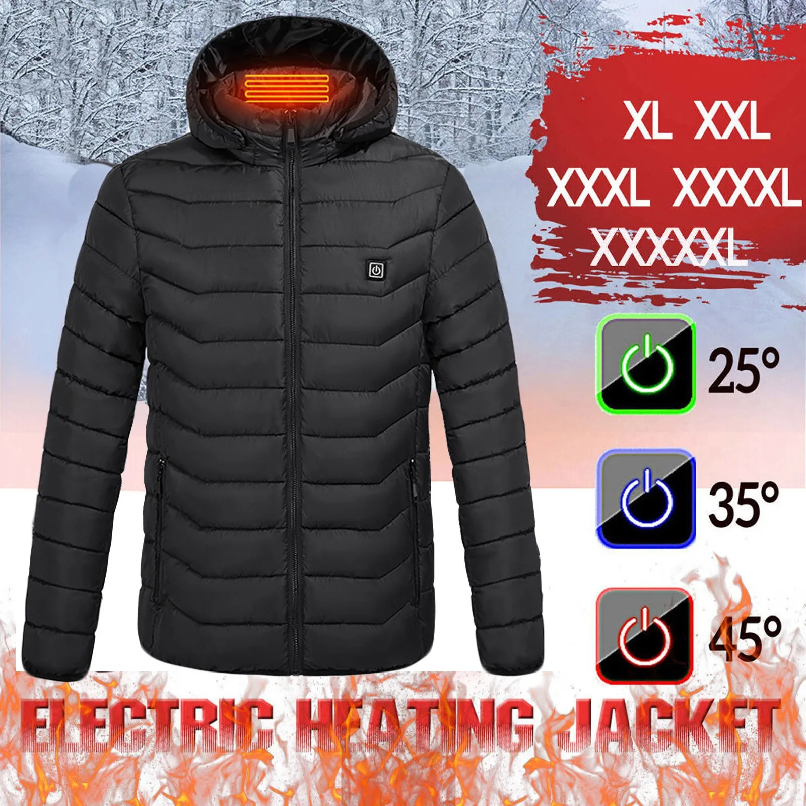 

New Winter Parkas Coat For Men Usb Electric Heated Coat Jacket Hooded Heating Vest Winter Thermal Warmer Outerwear Erkek Mont