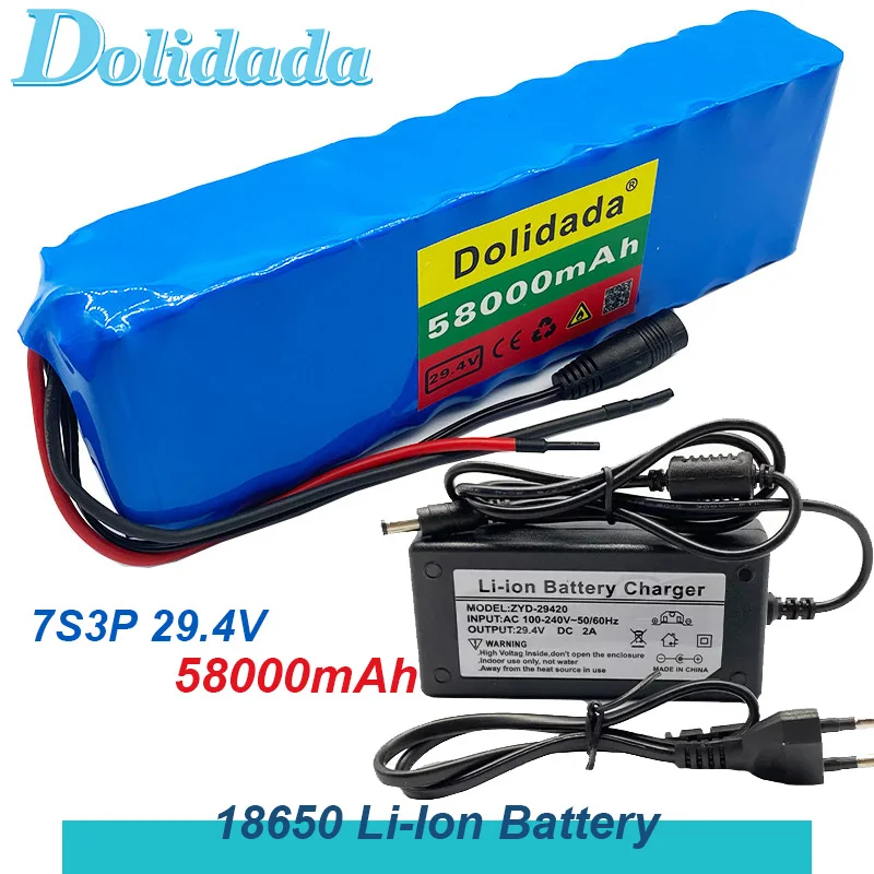 

7S3P 29.4V 58000mAh Rechargeable Lithium Battery Charger Smart BMS DIY Battery Pack, Xenon Lamp,golf Cart, Scooter