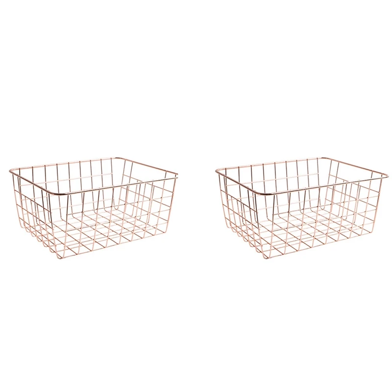 

2Pcs Wire Food Organizer Basket,Basket For Fruit Drinks Storage In Home Kitchen Cabinets,Pantry, Bathroom, Closets