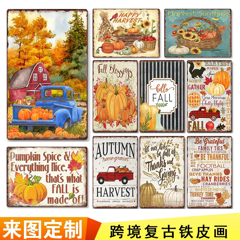 

Плакат с тыквами, металлическая пластина, винтажный металлический жестяной знак, Декор, табличка, бар, паб, ферма, сад, Декор, железная живопись, кухня, украшение для дома