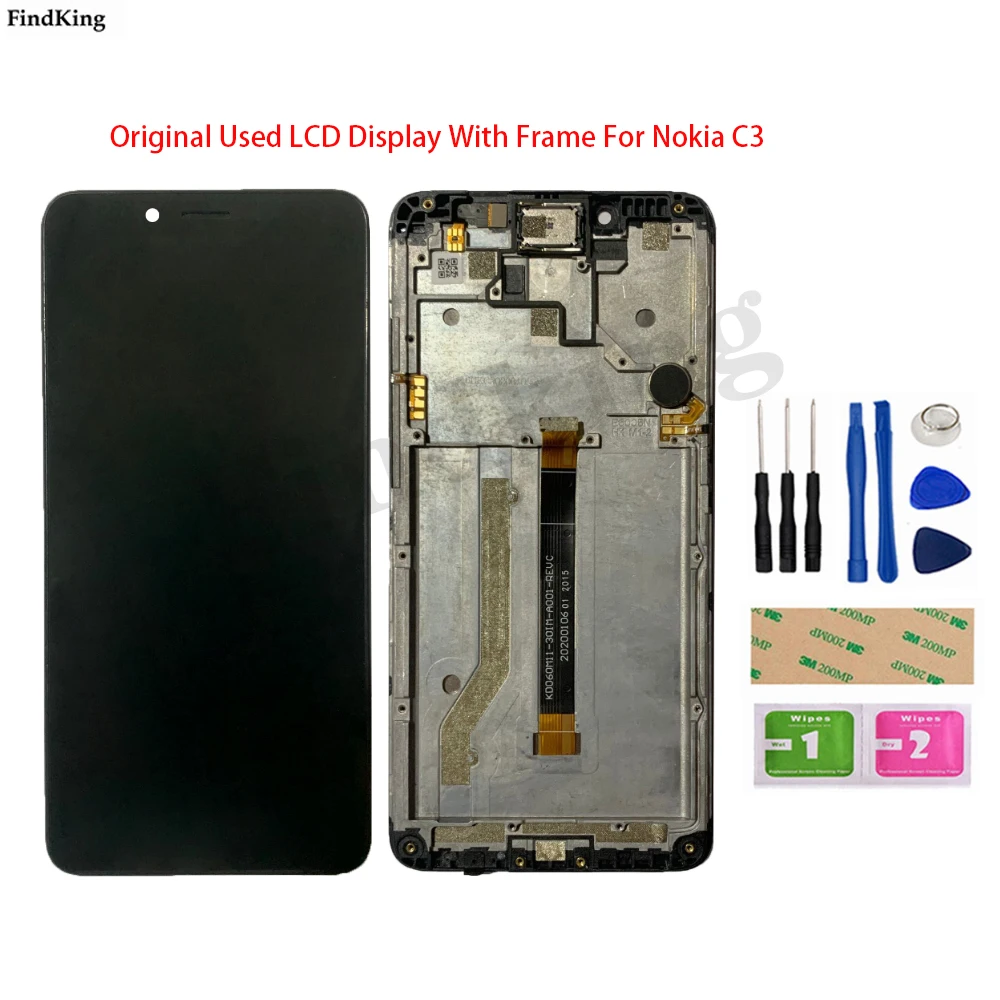 

5.99'' Original Used LCD Display With Frame For Nokia C3 LCD& Touch Screen Digitizer LCD Display Assembly Panel Sensor Tools