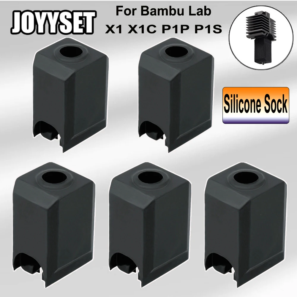 Фото Силиконовые носки для Bambu Lab X1 X1C, горячий экструдер, подогреваемый блок, высокая температура, стандартная для bambulab p1s p1p, Черный силиконовый чехол №1