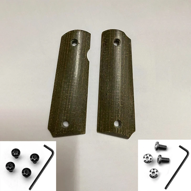 

With Screws Wrench CNC Green Flax Micarta Grip Handle Patches for 1911 Models Scales DIY Making Accessory Repair Part Replacemet