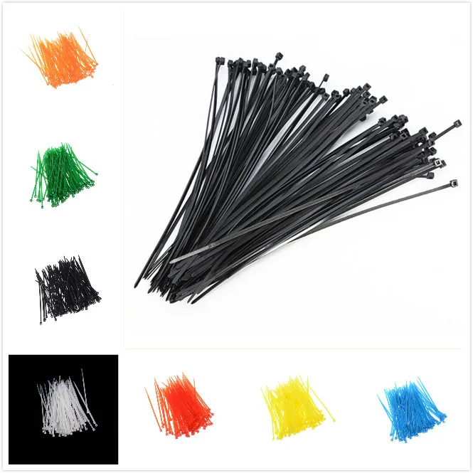 

100pcs Wire Self-Locking 100mm Black Nylon Plastic Cord Strap Plastic Zip Trim Wrap Cable Loop Ties Network Cable Wire Zip Tie