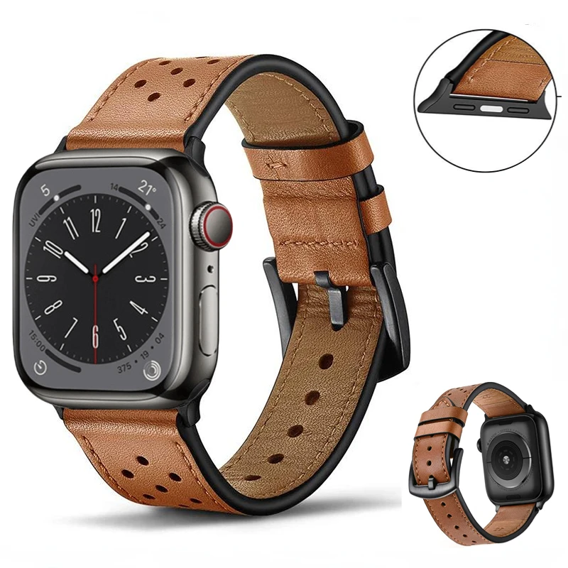 

Leather strap For Apple watch Ultra 49mm 8 7 45mm 41mm High quality replacement wristband For iWatch 6 5 4 3 2 SE 44mm 42mm 40mm