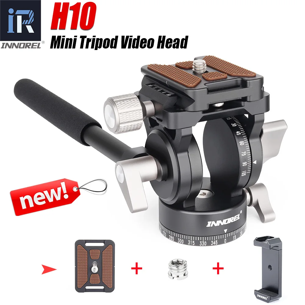 

H10 Mini Tripod Fluid Video Head Panoramic CNC Hydraulic Damping with Arca Swiss Q.R. Plate Phone Clip for Dslr Camera Phone