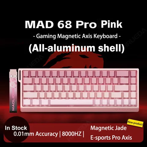 FGG Madlions Mad68HE Mad60 Pro Mad68 Pro Алюминиевая магнитная механическая клавиатура RT 0,01 мм 8K Скорость опрокидывания 128K Клавиатура со скоростью сканирования