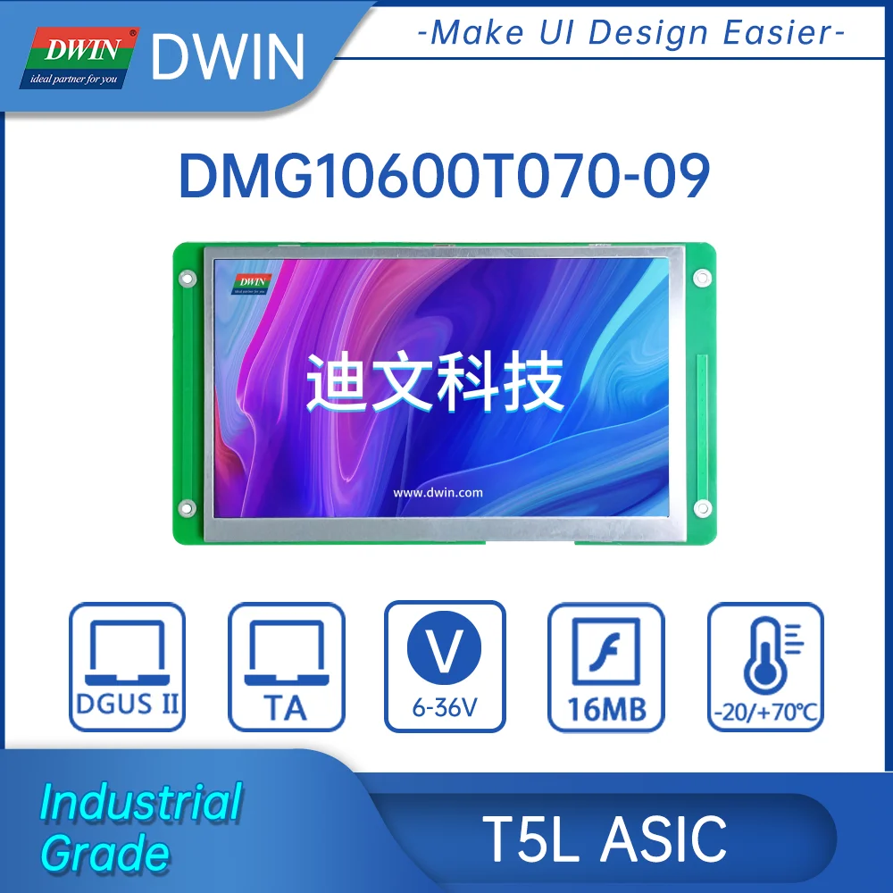 

DWIN Outdoor High Brightness Touch Screen 7 inch 1024*600p LCD Display IPS-TFT for EV Charger Appliance Controls