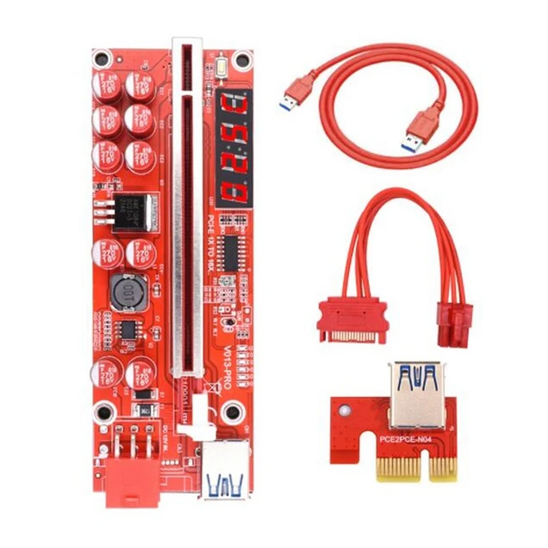 

PCIE Riser 013 Pro Card PCI Express 1X To 16X Extender USB3.0 6Pin Cable Riser For Video Card GPU Bitcoin Miner