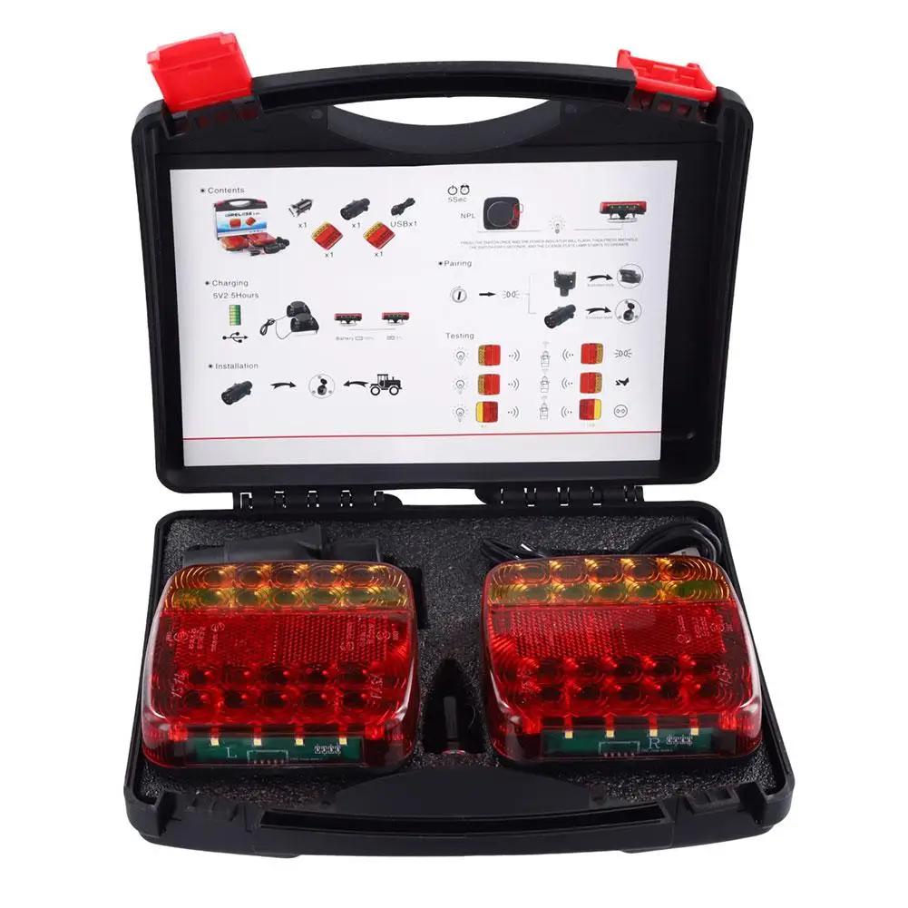 1 комплект, вилка стандарта США, 12 В, 24 В, 30 м, беспроводной магнитный светодиодный задний фонарь для прицепа, задний фонарь, сигнал, предупреждение, стоп-сигнал, автофургон, грузовик