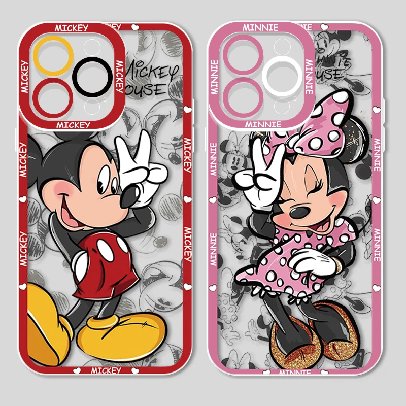 

Mickey Minnie Cute For Apple iPhone 14 13 12 11 X XR XS MAX 8 7 6 Pro Plus Angel Eyes Transparent Soft Phone Case Coque Capa