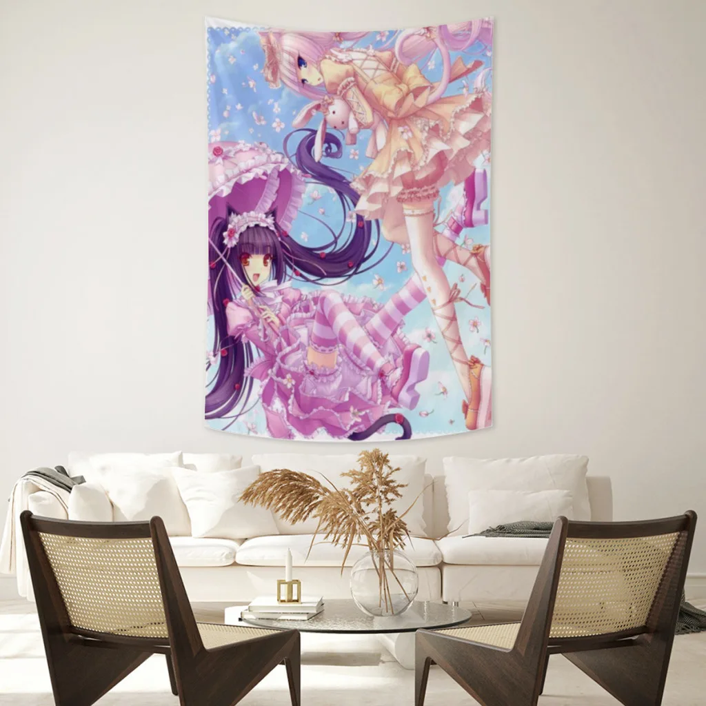 

Custom-Nekopara-Hanging Cloth Background Fabric Ins Girl Room Decoration Dormitory Bedroom Wall Bedspread Cloth tapestry e decor