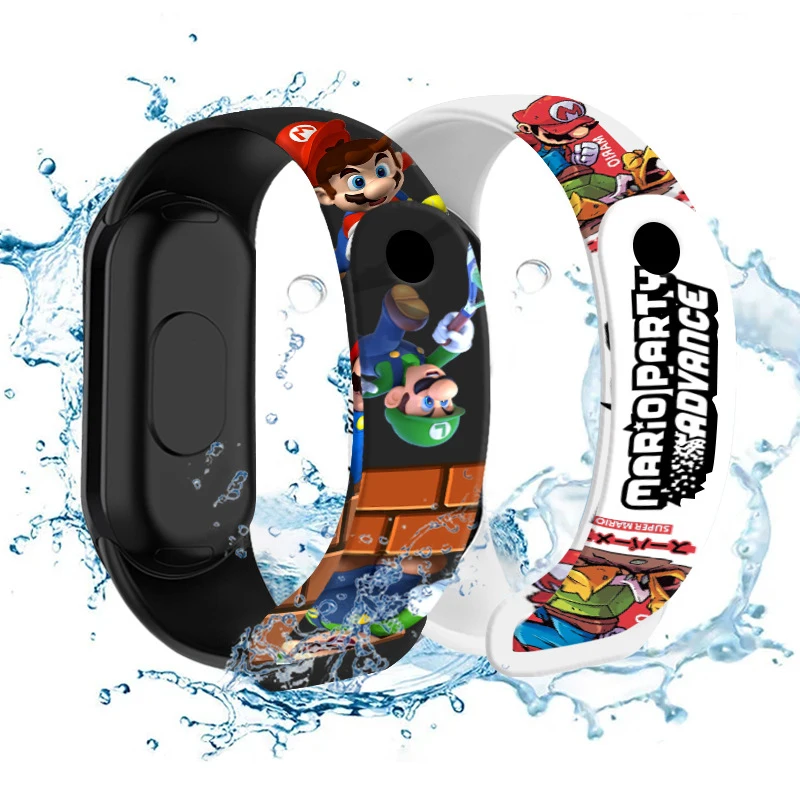 Фото Детские часы Mario Bros, фигурки персонажей, Луиджи, Принцесса Пич, Йоши, Боузер, детские спортивные часы с водонепроницаемым цифровым дисплеем и ремешком №2