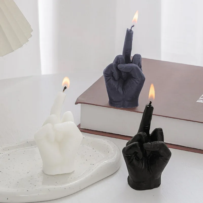 Scented Candle With Funny Middle Finger Soy Wax Desktop Home Decoration Birthday Gift Ornaments White Candle For Aromatherapy