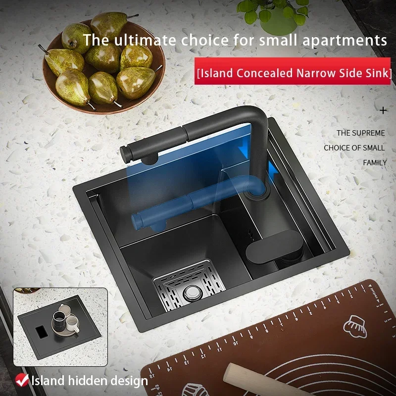 Кухонная раковина из нержавеющей стали скрытая черная квадратная мойка