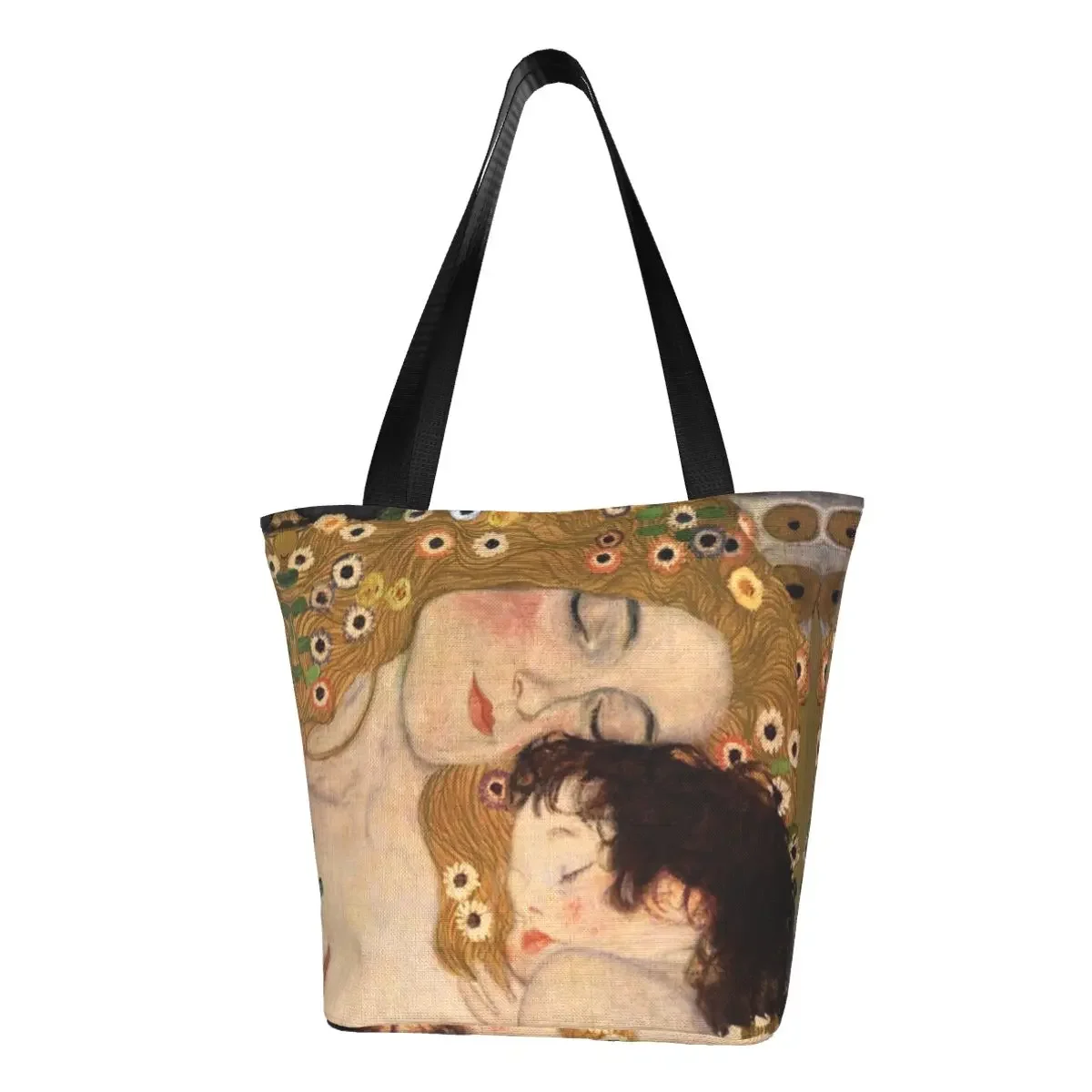 

Recycling The Three Ages Of Woman Shopping Bag Women Shoulder Canvas Tote Bag Gustav Klimt Painting Art Grocery Shopper Bags