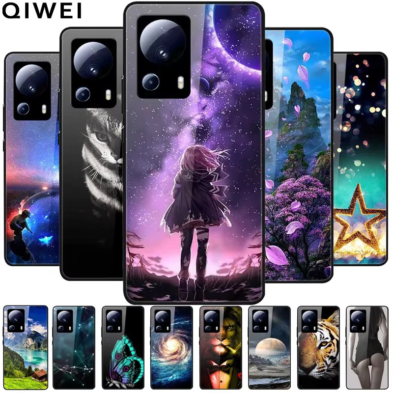 Для Xiaomi 13 Lite 5G чехол из закаленного стекла жесткая задняя крышка ПК для 2023 чехлы