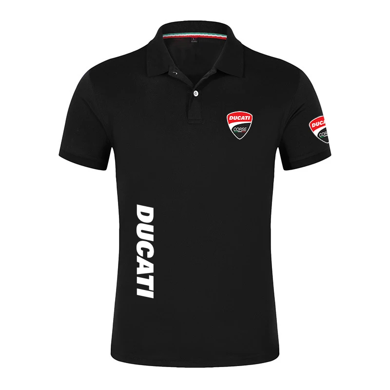

Новая модная летняя мужская рубашка-поло с логотипом Ducati, футболка-поло с 3D принтом, Повседневная Удобная Однотонная рубашка-поло с коротки...