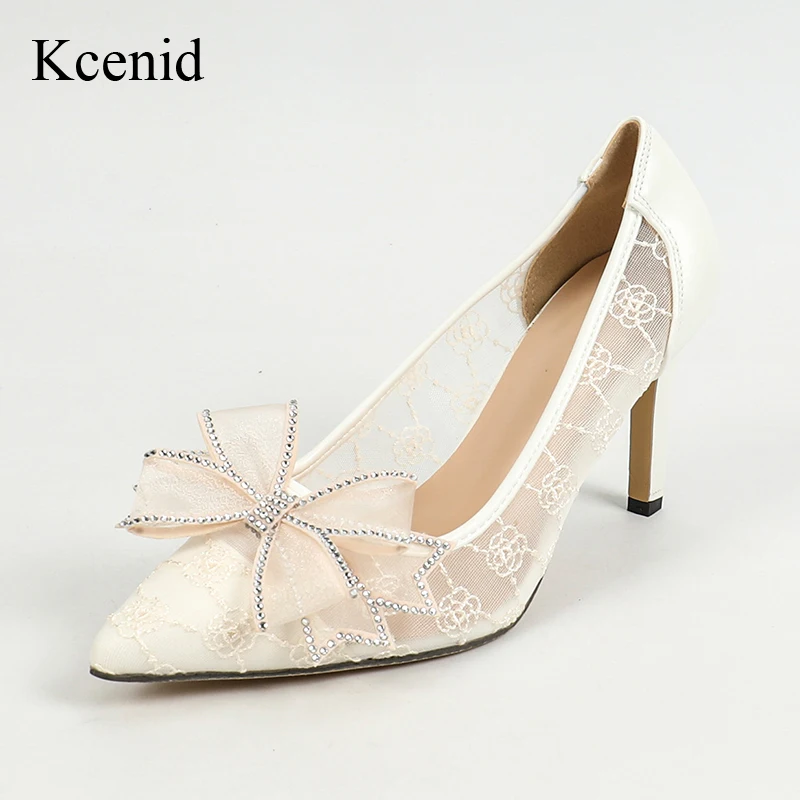 Женские туфли-лодочки Kcenid с острым носком летние элегантные узлом-бабочкой на