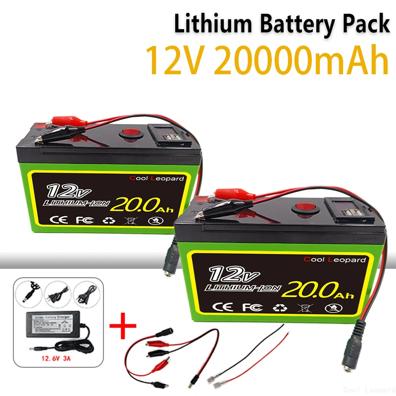 

New Style 12V 20000mAh 18650 Lithium Battery Pack Is Suitable For Xenon Lamp LED Lamp Electric Vehicle Battery +12.6V3A Charger.