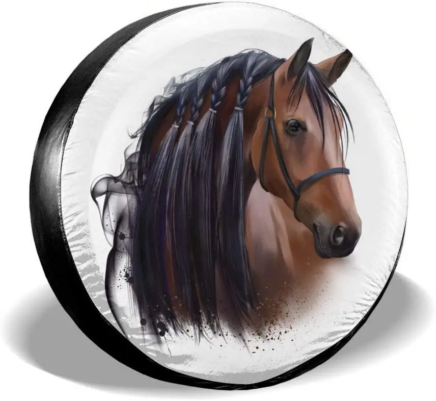 

Delerain Horse Spare Tire Covers for Jeep RV Trailer SUV Truck and Many Vehicle, Wheel Covers Sun Protector Waterproof (15 Inch