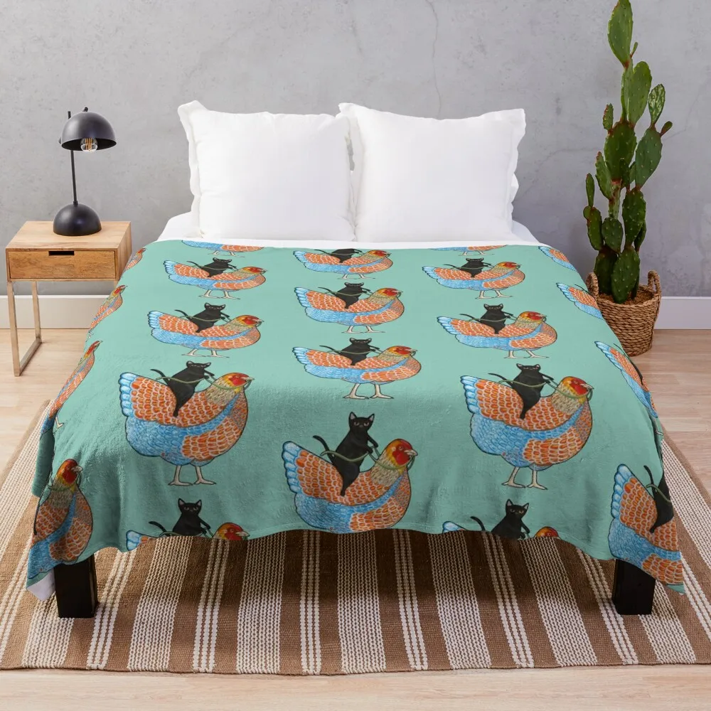 Одеяло Chicken Ride Wyandotte и Черный кот Постельное белье Диваны Одеяла для волос