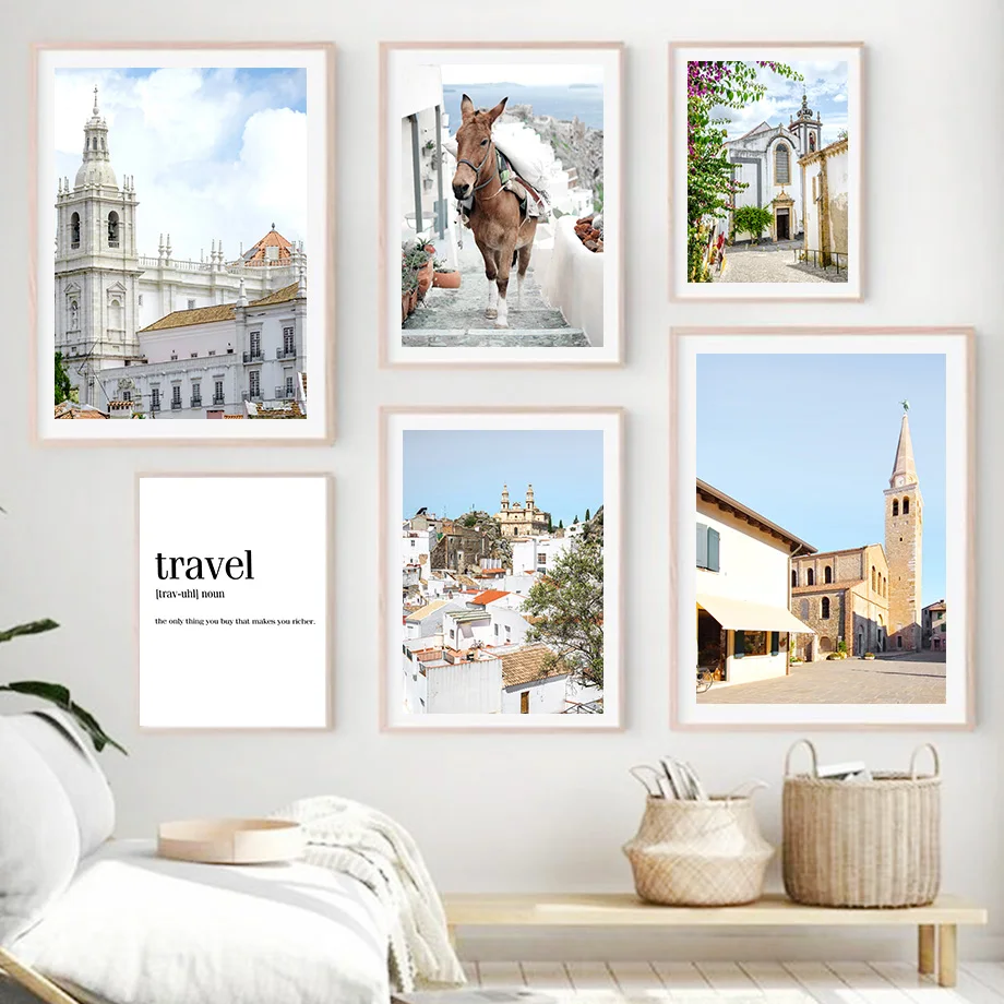 Испанская селивия уличное здание лошадь Ретро настенная Картина на холсте