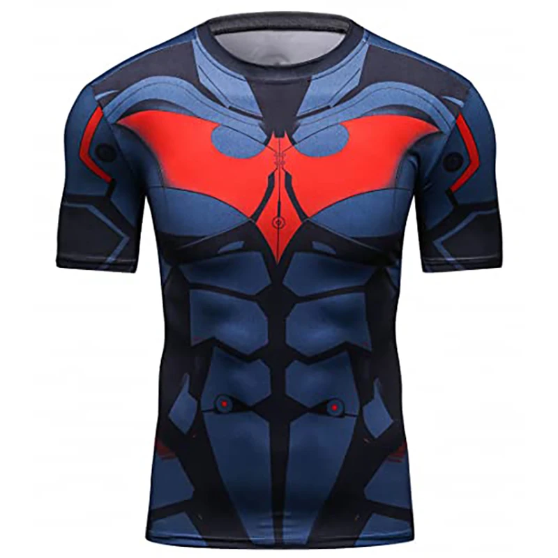 

Red Plume Men's Fitness Shirt Sonic Compression Short Sleeve Sports Bat T-Shirt