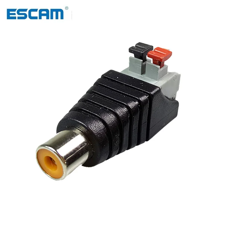 

ESCAM 10PCS Connector Male/Female AV Screw 2 Poles Terminal Pressed Type CAT5 to CCTV Camera Video AV Terminal Block