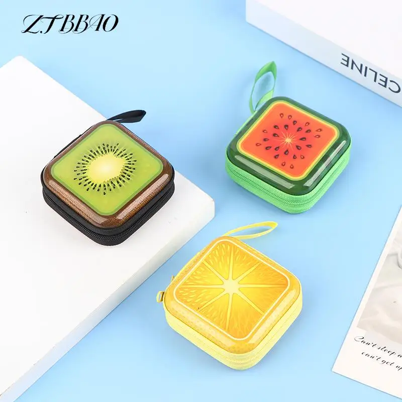 

1PCS Cute Cartoon Fruit Print Tinplate Coin Purses Portable Wallet Boys Girls Mini Zipper Bag Unisex Fashion Storage Pouch
