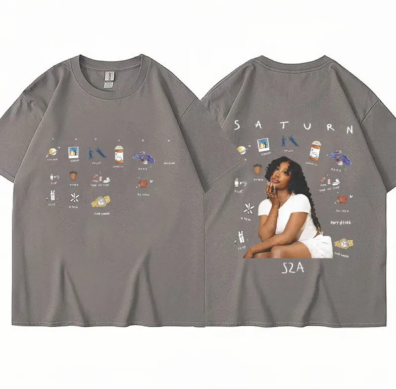 Футболка рэперская с принтом музыки и Сатурна для мужчин женщин Модная хлопковая