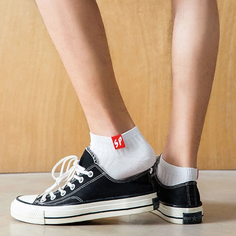 5 Pairs High Quality Men's Sweat Absorbent Casual Low Tube Student Sports Socks Spring Summer Autumn SP Letter Hipster Socks