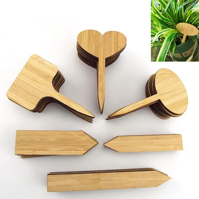 10/20pcs Bamboo garden flower Plant Labels Sign Tags stand Markers Vegetable t type for Nursery Pots Garden Seedling Mark Tools