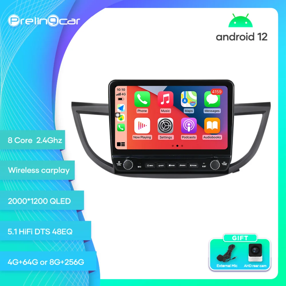 

Prelingcar For Honda CRV 2012-2016 Years Android 12 Car Monitor 8 256g Carplay RDS GPS Built 2din Radio DVD Player 5.1HIFI DST