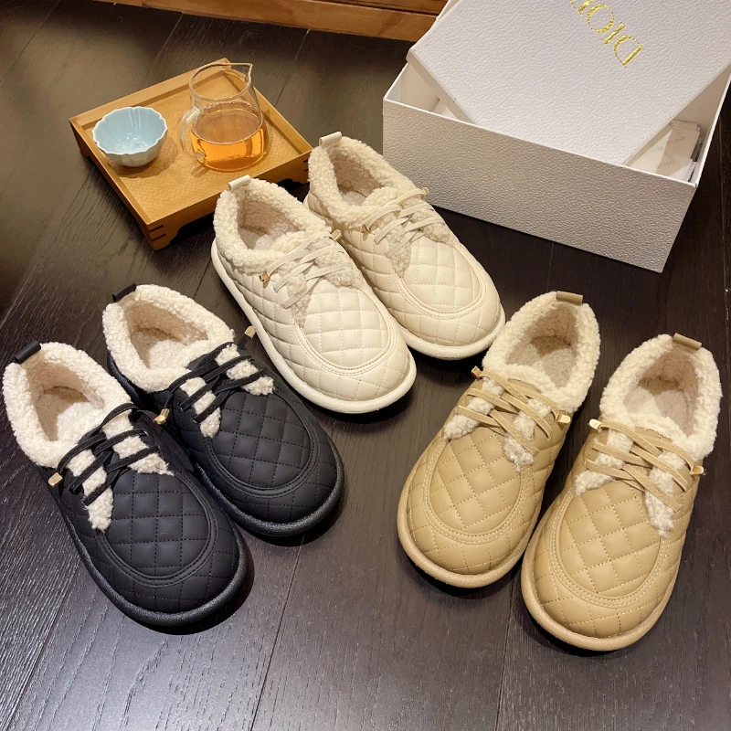 

2024 New Winter Women's Shoes Fashion Outdoor Plush Warm Comfortable Flat Shoes Trend Anti Slip Sports Casual Cotton Shoes Soft