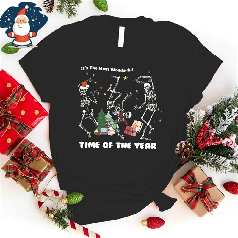 Футболка Y2k мужская с принтом Санта-Клауса и снежинками