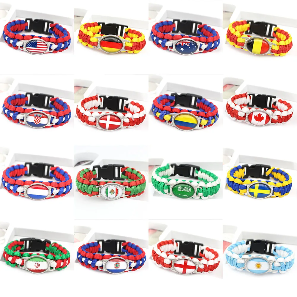 

Metal World Country Flag Bracelet for Men Women USA Germany France Spain Italy National Flag Paracord Bracelet Bangles Jewelry