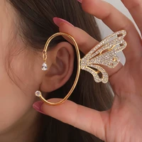 1pcs fairy rhinestone butterfly wings elf earrings for women 2022 newest earbone clips girls trendy design fashion jewelry