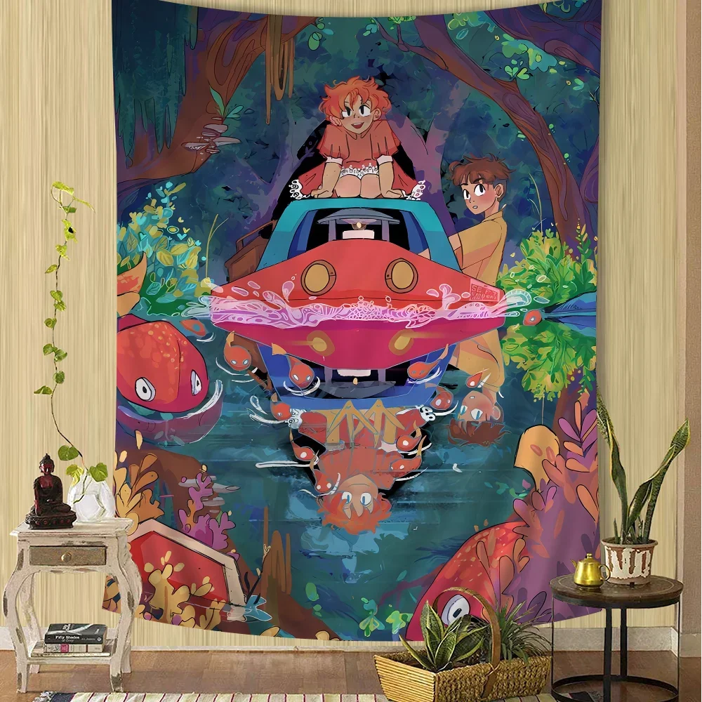 Аниме P-ponyos подвесной богемный гобелен Таро хиппи настенные коврики Dorm японский
