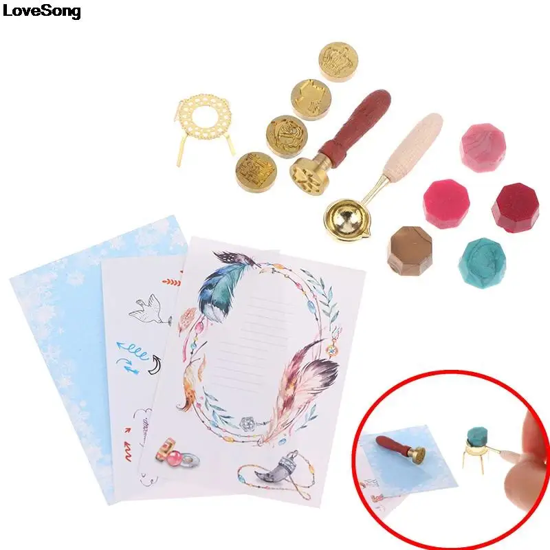 

Новинка 1 набор 1:12 миниатюрный восковой инструмент для кукольного домика Лаковая Ложка Ручка восковые гранулы модель конверта детская игрушка для ролевых игр